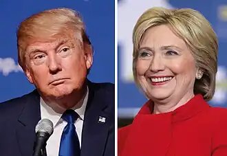 Side-by-side photos of President Donald Trump and Senator Hillary Clinton