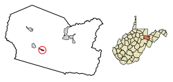 Location of Hendricks in Tucker County, West Virginia.