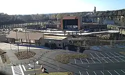 Image of the Mercedes-Benz Amphitheater seen from the Hugh Thomas Bridge in downtown Tuscaloosa, Alabama, United States in December 2010