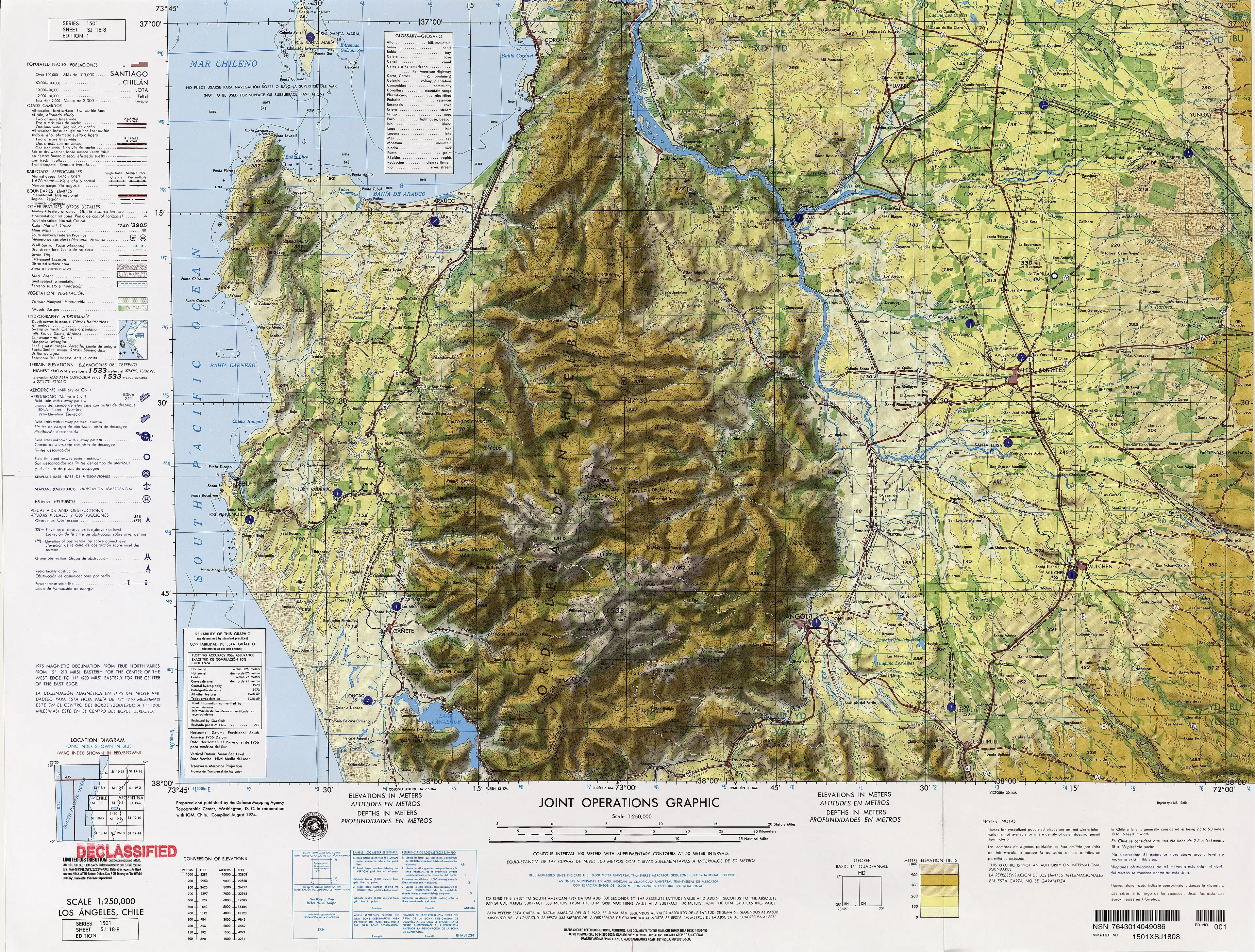 Map of the Los Ángeles commune in Bío Bío Region