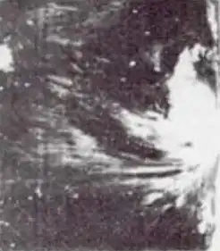 Oblique satellite view of a developing tropical cyclone