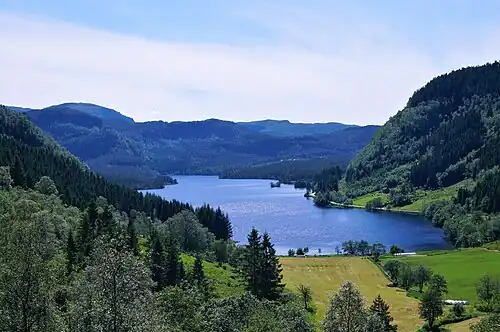Tyssedalsvatnet lake in Fjaler