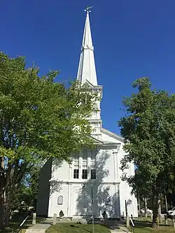 The United Congregational Church dates to 1704. The current meeting house was built in 1832. Its 100' steeple is the tallest structure in town.[34]