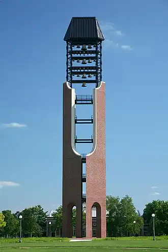 Image 21The McFarland Carillon is a 185-foot bell tower with 49 bells at the University of Illinois at Urbana–Champaign. The tower was built in 2008-09 and was designed by Fred Guyton of Peckham, Guyton, Albers & Viets. Image credit: Daniel Schwen (from Portal:Illinois/Selected picture)