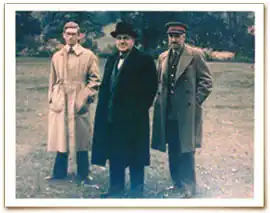 Photograph of three British cryptoanalysts