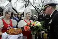 Capt. Rudy Lupton, commanding officer of the U.S. 7th Fleet command ship USS Blue Ridge (LCC 19), takes part in a bread and salt ceremony in Vladivostok, Russia.