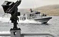 34-foot Sea Ark Dauntless tactical craft with San Clemente Island in the background