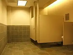 Typical male public toilet in the United States