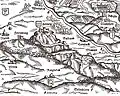 Detail: Uetliberg and Albis showing the castles called Uetliburg, Friesenburg, Baldern and Manegg