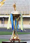The competition's trophy featuring the Greek goddess Nike in 2000 to 2025