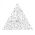 Number spiral with 7503 primes visible on regular triangle