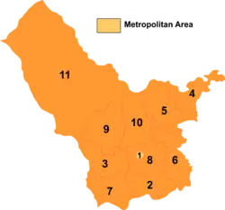 Map of Ulanqab's divisions: Chahar Right Front Banner is 8 on this map