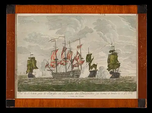 Image 29Painting from 1772 depicting British and French sailors at battle with Dulcignottes (Ulcinj pirates). These pirates were defeated on 5 September 1772. (from Albanian piracy)