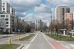 The apartment buildings at Cynamonowa Street.