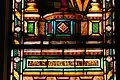 Ulisse and Sergio De Matteis, detail (with signature) of the stained-glass window in the chapel of the Castello Mackenzie, Genoa. 1903.
