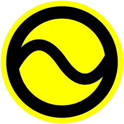 Symbol of Interlingue, a black tilde on a circular yellow background