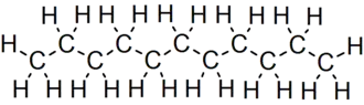 Skeletal formula of undecane with all implicit carbons shown, and all explicit hydrogens added