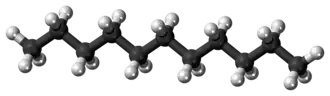 Ball-and-stick model of the undecane molecule