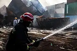Firefighting at the scene