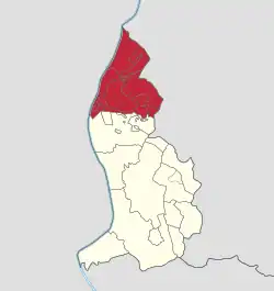 Map of Liechtenstein highlighting the current electoral district of Unterland (red), coextensive with the Lordship of Schellenberg