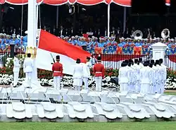 Ceremony goers attending the flag parade.
