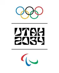 The Olympic rings and Paralympic agitos flank the words "Utah 2034"