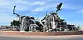 Fountain and sculpture on Utah Avenue Roundabout in Idaho Falls