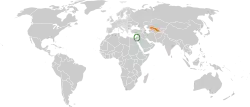 Map indicating locations of Israel and Uzbekistan