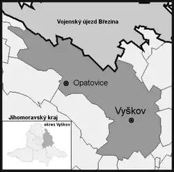 Location of Opatovice within Vyškov