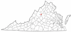 Location of Crimora, Virginia
