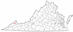 Location of Grundy in Buchanan County, Virginia