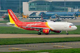 VietJet's standardized livery template having been used since 2012, with space for promoted content.