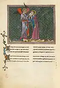 The Mighty Angel gives John the book to eat, f. 15v