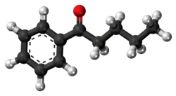 Ball-and-stick model of the valerophenone molecule