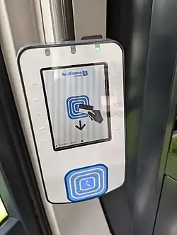 Navigo reader on board tram