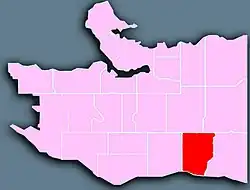 Location of Victoria–Fraserview in Vancouver