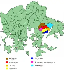 Position of Vartiokylä within Helsinki