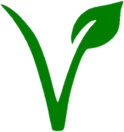 European Vegetarian Union trademark, generally used to indicate 'vegetarian' or 'vegan'