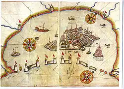 Map of the Venetian lagoon with major rivers, canals, and fortifications