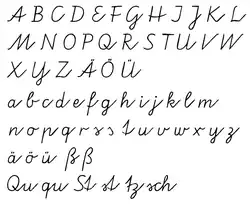Alphabet sample of German "Vereinfachte Ausgangsschrift"