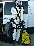Equipment for entering the sewers.