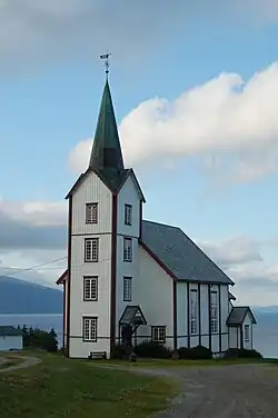 View of Vestvik kirke in Framverran