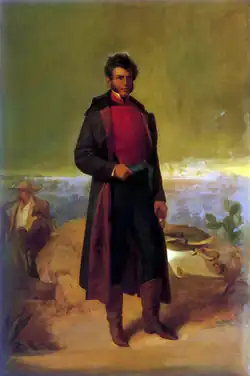 Oil painting of Vicente Guerrero, leader of independence and president of Mexico. Ramón Sagredo (1865)