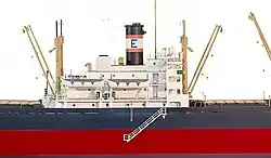 Boulder Victory–class cargo ship superstructure and center boom cranes