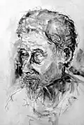 OLD VIETNAMESE MAN, Ink Wash, by James Pollock, CAT IV, 1967