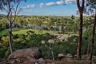 View across Rocks Riverside Park to the Brisbane River and beyond, 2019