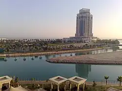 View of West Bay Lagoon from the Grand Hyatt Hotel