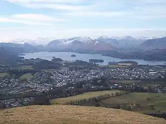 Keswick and Derwent Water seen from Latrigg summit.