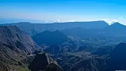 Cirque de Mafate with Grand Place (settlement on the bottom right)