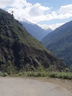 Views of snow covered mountains from Banjar